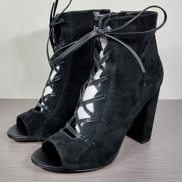 Sam Edelman Yvie Lace Up Bootie, Black Suede, Womens Size 10 - Picture 3 of 10